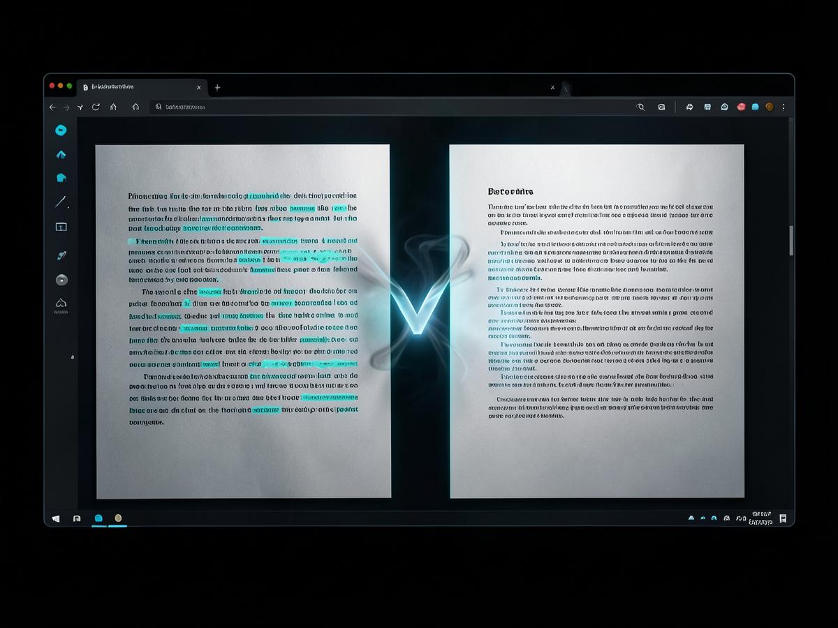 Before and after document view showing AI-written text transformed into a clean, readable document