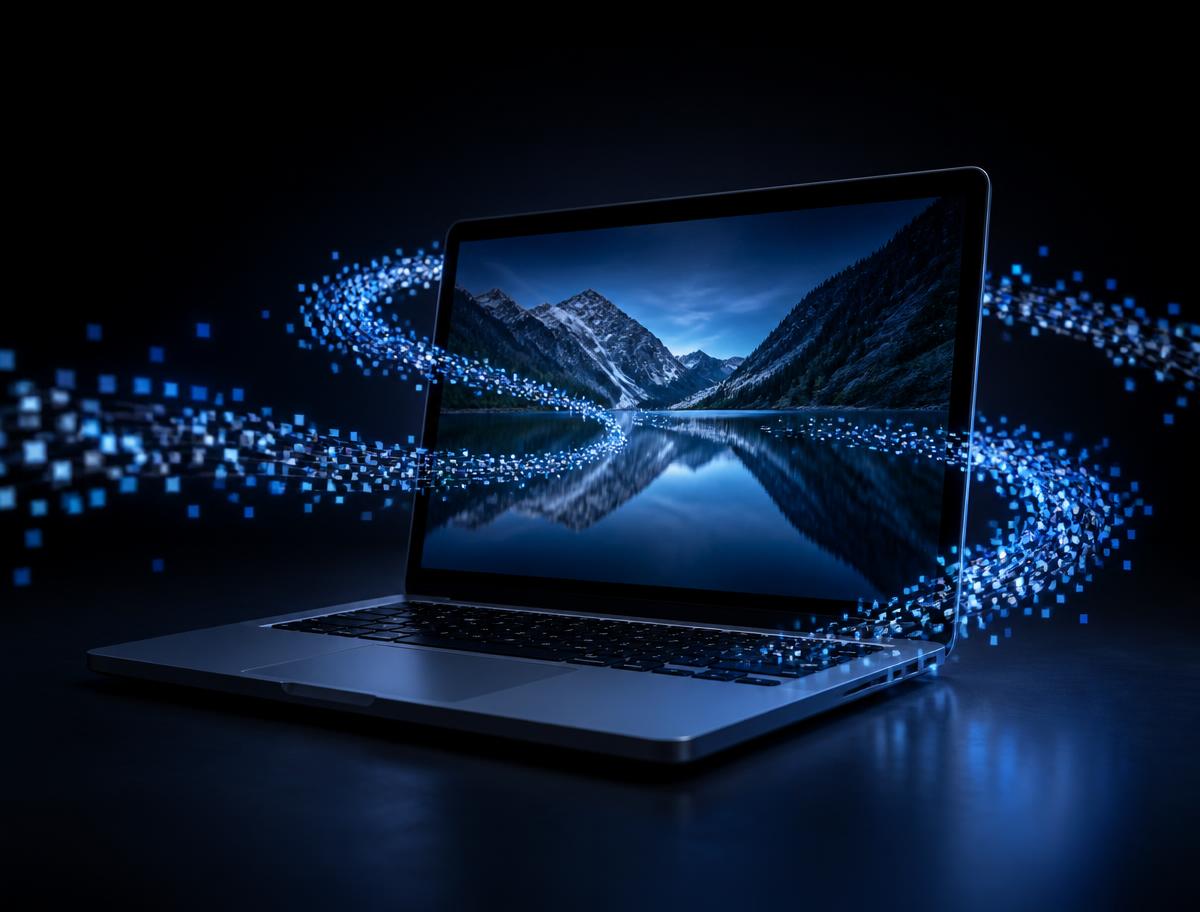 Laptop representing private on-device media processing